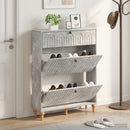 vidaXL Cipőszekrény ALKMAAR 78 x 24 x 103 cm Szerelt Fa Betonszürke