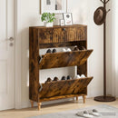 vidaXL Cipőszekrény ALKMAAR 78 x 24 x 103 cm Szerelt Fa Füstös Tölgy