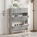 vidaXL Cipőszekrény ALKMAAR 78 x 24 x 103 cm Szerelt Fa Szürke Sonoma