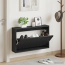 vidaXL Fali Cipőtartó ZWOLLE 71 x 17 x 43 cm Szerelt Fa Fekete