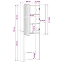 vidaXL WC Szekrény ZWOLLE Antik Fa 66 x 25,5 x 190 cm Szerelt Fa
