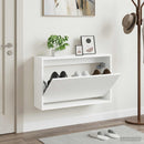 vidaXL Fali Cipőtartó ARNHEM 71 x 17 x 43 cm Szerelt Fa Fehér