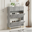 vidaXL Cipőszekrény ARNHEM 78 x 24 x 103 cm Szerelt Fa Szürke Sonoma