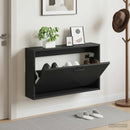 vidaXL Fali Cipőtartó HAARLEM 71 x 17 x 43 cm Szerelt Fa Fekete