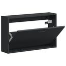 vidaXL Fali Cipőtartó HAARLEM 71 x 17 x 43 cm Szerelt Fa Fekete