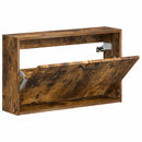 vidaXL Fali Cipőtartó HAARLEM 71 x 17 x 43 cm Szerelt Fa Füstös Tölgy