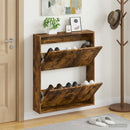 vidaXL Fali Cipőtartó HAARLEM 71 x 17 x 86 cm Szerelt Fa Füstös Tölgy