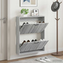vidaXL Fali Cipőtartó HAARLEM 71 x 17 x 86 cm Szerelt Fa Szürke Sonoma