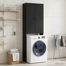 vidaXL WC Szekrény HAARLEM Fekete 66 x 25,5 x 190 cm Szerelt Fa