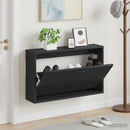 vidaXL Fali Cipőtartó HOORN 71 x 17 x 43 cm Szerelt Fa Fekete