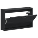 vidaXL Fali Cipőtartó HOORN 71 x 17 x 43 cm Szerelt Fa Fekete