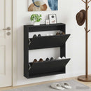 vidaXL Fali Cipőtartó HOORN 71 x 17 x 86 cm Szerelt Fa Fekete