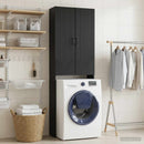 vidaXL WC Szekrény HOORN Fekete 66 x 25,5 x 190 cm Szerelt Fa