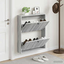 vidaXL Fali Cipőtartó BREDA 71 x 17 x 86 cm Szerelt Fa Szürke Sonoma