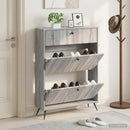 vidaXL Cipőszekrény BREDA 78 x 24 x 103 cm Szerelt Fa Szürke Sonoma
