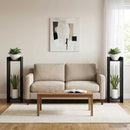 vidaXL Növényállvány 2 db Fekete Tölgy 30 x 30 x 100 cm Szerelt Fa