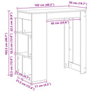 vidaXL Bárasztal 102 x 50 x 103,5 cm Szerelt Fa Fekete tölgy