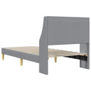 vidaXL Ágykeret Egyszínű fejtámlával Világosszürke 90 x 200 cm szövet