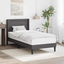 vidaXL Ágykeret LED szalagokkal fejtámlával Szürke 90 x 190 cm Műbőr