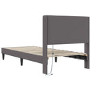 vidaXL Ágykeret LED szalagokkal fejtámlával Szürke 90 x 190 cm Műbőr