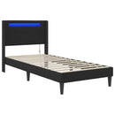 vidaXL Ágykeret LED szalagokkal fejtámlával Fekete 90 x 190 cm Műbőr