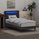 vidaXL Ágykeret LED szalagokkal fejtámlával Szürke 90 x 200 cm Műbőr