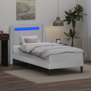 vidaXL Ágykeret LED szalagokkal fejtámlával Fehér 90 x 200 cm Műbőr