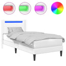 vidaXL Ágykeret LED szalagokkal fejtámlával Fehér 90 x 200 cm Műbőr