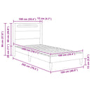 vidaXL Ágykeret LED szalagokkal fejtámlával Szürke 100 x 200 cm Műbőr