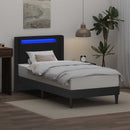 vidaXL Ágykeret LED szalagokkal fejtámlával Fekete 100 x 200 cm Műbőr
