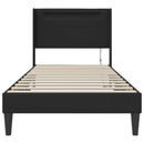 vidaXL Ágykeret LED szalagokkal fejtámlával Fekete 100 x 200 cm Műbőr