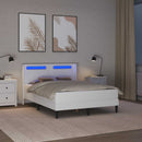 vidaXL Ágykeret LED szalagokkal fejtámlával Fehér 140 x 190 cm Műbőr