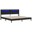 vidaXL Ágykeret LED szalagokkal fejtámlával Fekete 180 x 200 cm Műbőr
