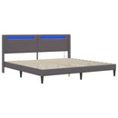 vidaXL Ágykeret LED szalagokkal fejtámlával Szürke 200 x 200 cm Műbőr