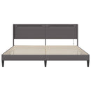 vidaXL Ágykeret LED szalagokkal fejtámlával Szürke 200 x 200 cm Műbőr