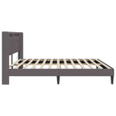 vidaXL Ágykeret LED szalagokkal fejtámlával Szürke 200 x 200 cm Műbőr