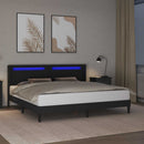 vidaXL Ágykeret LED szalagokkal fejtámlával Fekete 200 x 200 cm Műbőr