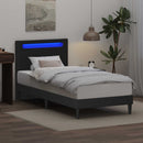 vidaXL Ágykeret LED szalagokkal fejtámlával Fekete 80 x 200 cm Műbőr