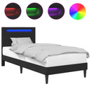 vidaXL Ágykeret LED szalagokkal fejtámlával Fekete 80 x 200 cm Műbőr