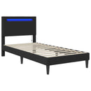 vidaXL Ágykeret LED szalagokkal fejtámlával Fekete 80 x 200 cm Műbőr
