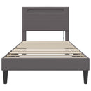 vidaXL Ágykeret LED szalagokkal fejtámlával Szürke 90 x 190 cm Műbőr