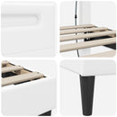 vidaXL Ágykeret LED szalagokkal fejtámlával Fehér 90 x 190 cm Műbőr