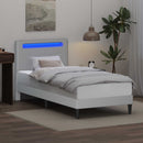 vidaXL Ágykeret LED szalagokkal fejtámlával Fehér 90 x 190 cm Műbőr