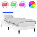 vidaXL Ágykeret LED szalagokkal fejtámlával Fehér 90 x 190 cm Műbőr