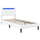 vidaXL Ágykeret LED szalagokkal fejtámlával Fehér 90 x 190 cm Műbőr