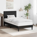 vidaXL Ágykeret LED szalagokkal fejtámlával Fekete 90 x 200 cm Műbőr