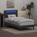 vidaXL Ágykeret LED szalagokkal fejtámlával Szürke 100 x 200 cm Műbőr