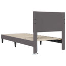 vidaXL Ágykeret LED szalagokkal fejtámlával Szürke 100 x 200 cm Műbőr