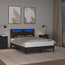 vidaXL Ágykeret LED szalagokkal fejtámlával Szürke 120 x 200 cm Műbőr