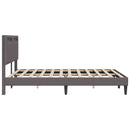 vidaXL Ágykeret LED szalagokkal fejtámlával Szürke 120 x 200 cm Műbőr
